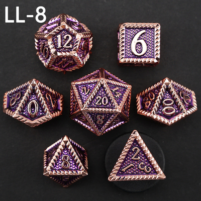 DND metal dice, Dragon and Dungeon polyhedral RPG dice, 7 tabletop game dragon scale dice