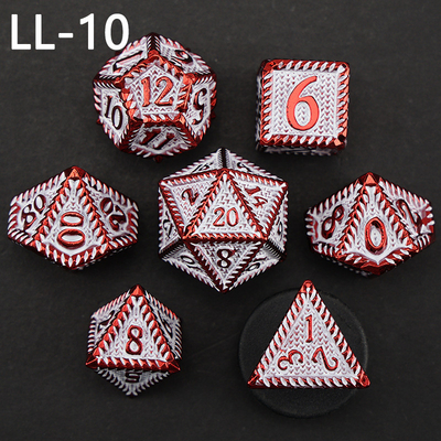 DND metal dice, Dragon and Dungeon polyhedral RPG dice, 7 tabletop game dragon scale dice