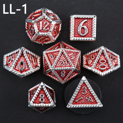 DND metal dice, Dragon and Dungeon polyhedral RPG dice, 7 tabletop game dragon scale dice