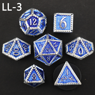 DND metal dice, Dragon and Dungeon polyhedral RPG dice, 7 tabletop game dragon scale dice