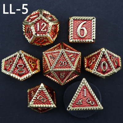 DND metal dice, Dragon and Dungeon polyhedral RPG dice, 7 tabletop game dragon scale dice