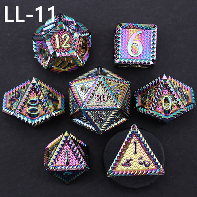 DND metal dice, Dragon and Dungeon polyhedral RPG dice, 7 tabletop game dragon scale dice