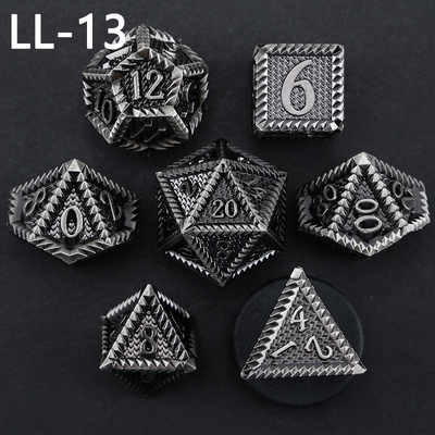 DND metal dice, Dragon and Dungeon polyhedral RPG dice, 7 tabletop game dragon scale dice