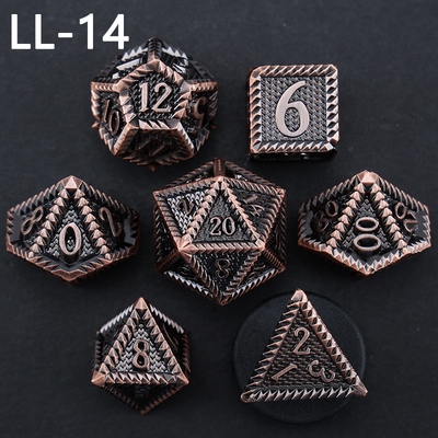 DND metal dice, Dragon and Dungeon polyhedral RPG dice, 7 tabletop game dragon scale dice