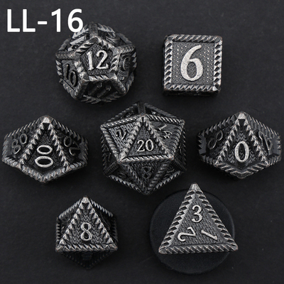 DND metal dice, Dragon and Dungeon polyhedral RPG dice, 7 tabletop game dragon scale dice