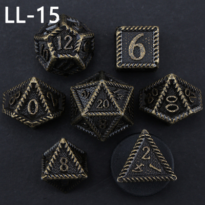 DND metal dice, Dragon and Dungeon polyhedral RPG dice, 7 tabletop game dragon scale dice