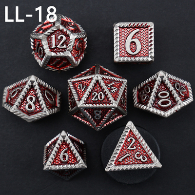 DND metal dice, Dragon and Dungeon polyhedral RPG dice, 7 tabletop game dragon scale dice