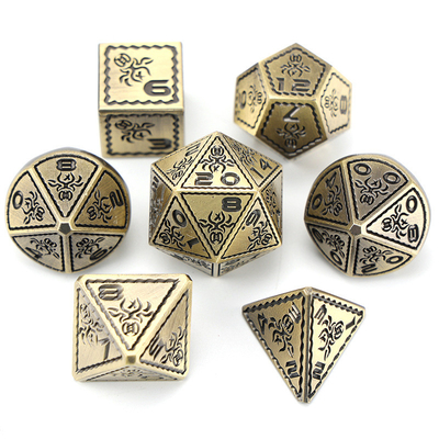 Electroplated Vintage Colored Octopus Metal Dnd Dice Set Dragon and Dragon Chessboard Game Dice