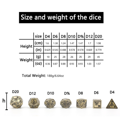 Electroplated Vintage Colored Octopus Metal Dnd Dice Set Dragon and Dragon Chessboard Game Dice