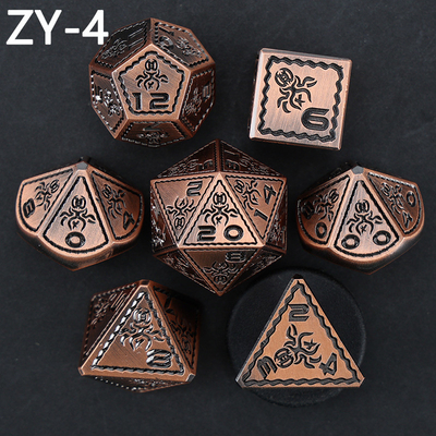 Electroplated Vintage Colored Octopus Metal Dnd Dice Set Dragon and Dragon Chessboard Game Dice
