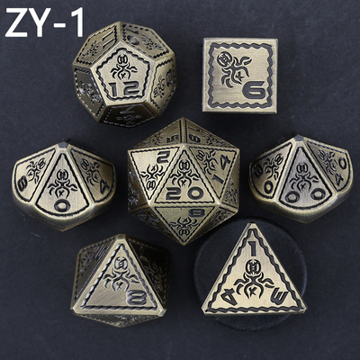 Electroplated Vintage Colored Octopus Metal Dnd Dice Set Dragon and Dragon Chessboard Game Dice