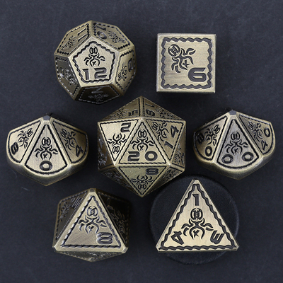 Electroplated Vintage Colored Octopus Metal Dnd Dice Set Dragon and Dragon Chessboard Game Dice