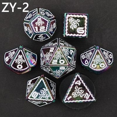 Electroplated Vintage Colored Octopus Metal Dnd Dice Set Dragon and Dragon Chessboard Game Dice
