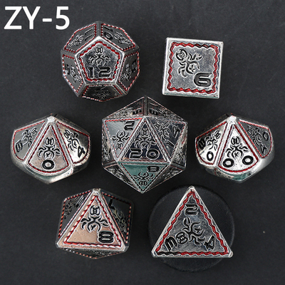 Electroplated Vintage Colored Octopus Metal Dnd Dice Set Dragon and Dragon Chessboard Game Dice