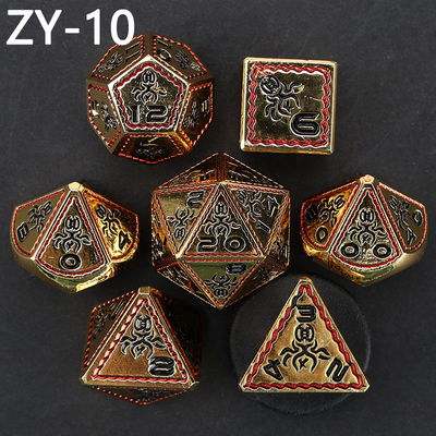 Electroplated Vintage Colored Octopus Metal Dnd Dice Set Dragon and Dragon Chessboard Game Dice