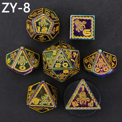 Electroplated Vintage Colored Octopus Metal Dnd Dice Set Dragon and Dragon Chessboard Game Dice
