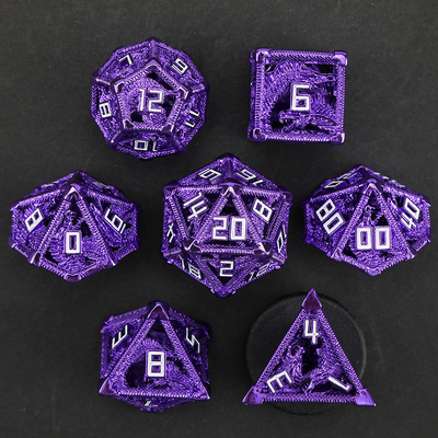 Metal hollow dice set polygonal dragon DND dung dungeon and dragon dice 7 dice