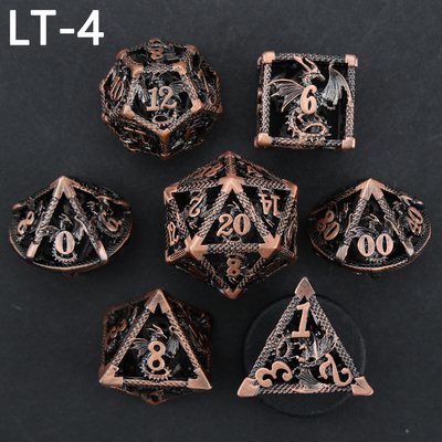 Metal hollow dice set polygonal dragon DND dung dungeon and dragon dice 7 dice