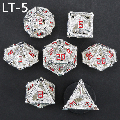 Metal hollow dice set polygonal dragon DND dung dungeon and dragon dice 7 dice