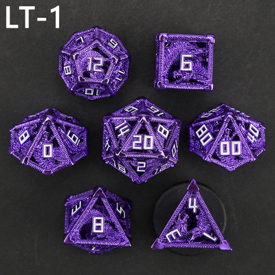 Metal hollow dice set polygonal dragon DND dung dungeon and dragon dice 7 dice