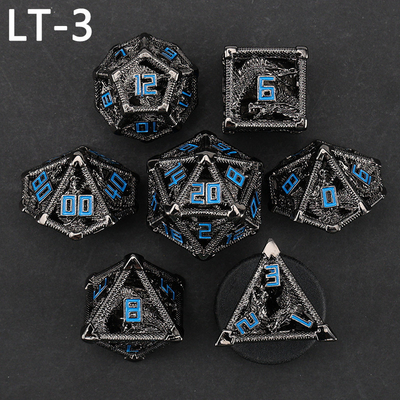 Metal hollow dice set polygonal dragon DND dung dungeon and dragon dice 7 dice