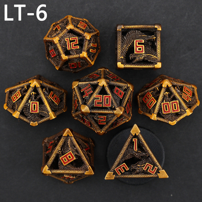 Metal hollow dice set polygonal dragon DND dung dungeon and dragon dice 7 dice