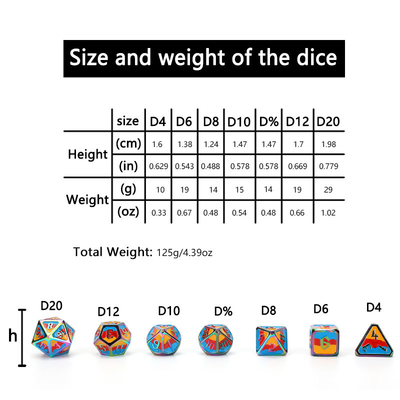 Custom metal and plastic dice D20 game D &amp; D polyhedron DND dice set RPG dice