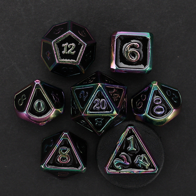Unique design metal polygonal dice kit suite dice