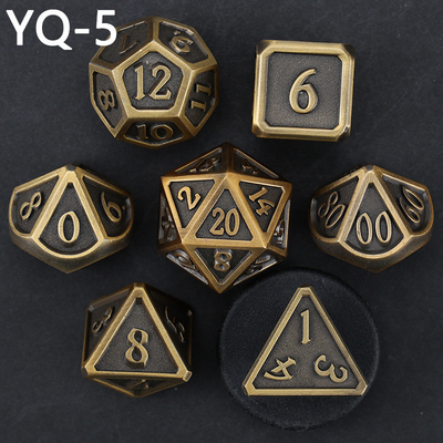 Customized metal DND dice color solid polyhedron metal dice set with silver numbers, used for chessboard game D &amp; D