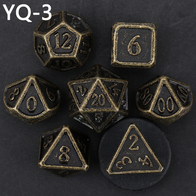 Customized metal DND dice color solid polyhedron metal dice set with silver numbers, used for chessboard game D &amp; D