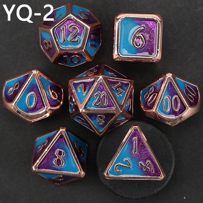 Customized metal DND dice color solid polyhedron metal dice set with silver numbers, used for chessboard game D &amp; D