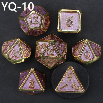 Customized metal DND dice color solid polyhedron metal dice set with silver numbers, used for chessboard game D &amp; D