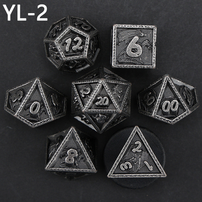 Green DND Dragon and Dungeon Metal Dice Set Customized Personalized Rune Dice Set