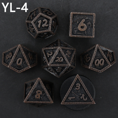 Green DND Dragon and Dungeon Metal Dice Set Customized Personalized Rune Dice Set