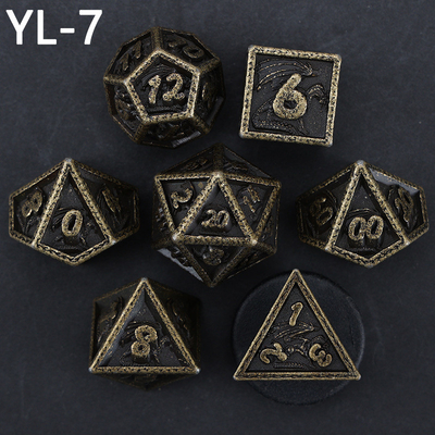 Green DND Dragon and Dungeon Metal Dice Set Customized Personalized Rune Dice Set