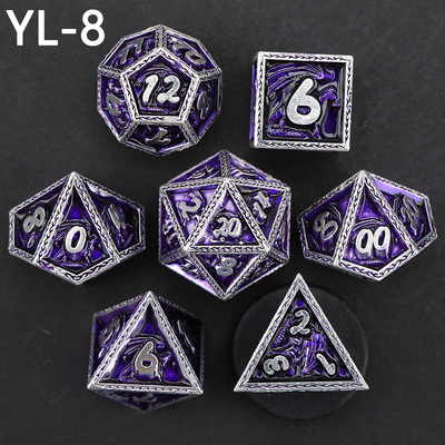 Green DND Dragon and Dungeon Metal Dice Set Customized Personalized Rune Dice Set