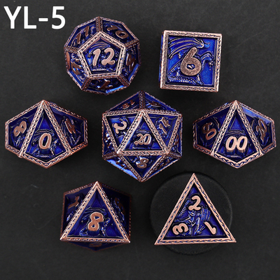Green DND Dragon and Dungeon Metal Dice Set Customized Personalized Rune Dice Set