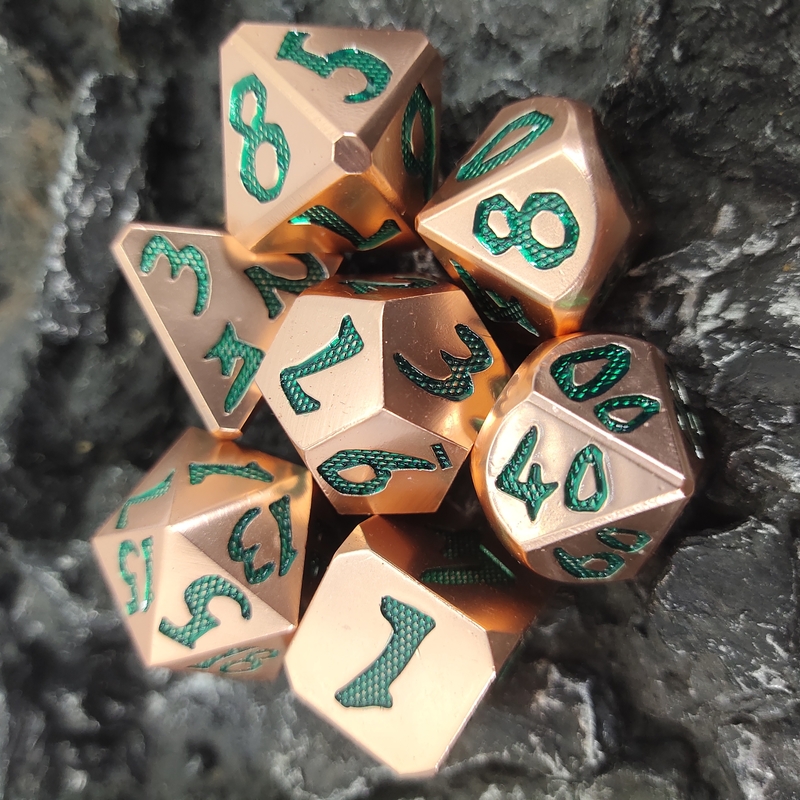 Small RPG Role Sharp Edge Luxury RPG Dice Set Neat Sharp Edges Green Metal Copper