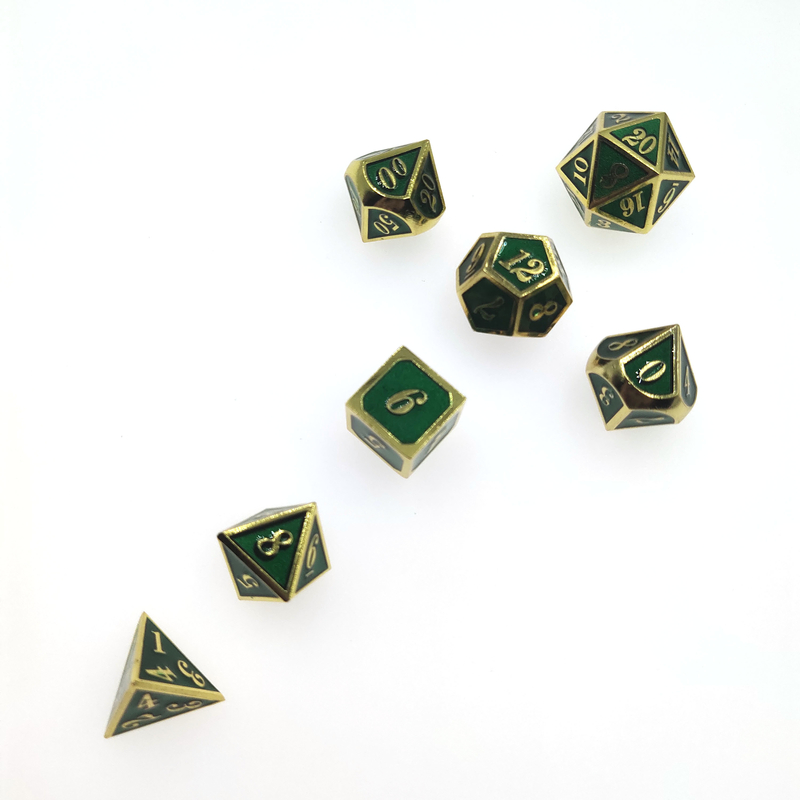 ISO9001 White Metal Polyhedral Dice Hand Pouring Metal Handmade Table Top Dice Set Polyhedral