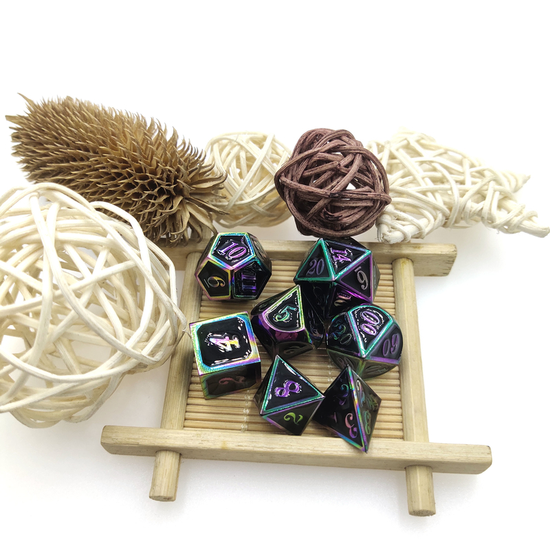 Sturdy Portable Anti Wear Dice Set For Dungeons And Dragons Gold Plated Polyhedral