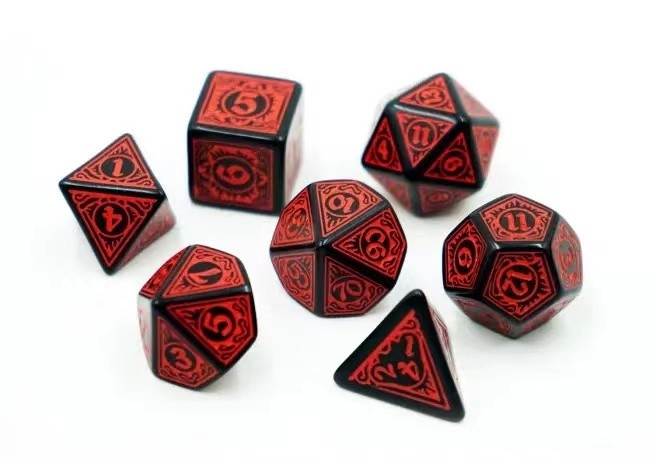 Fashionable RPG Game Dice Set 20mm Black Background Color Pattern