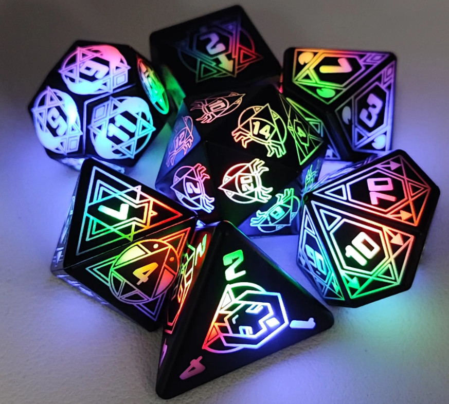 Light Up DND Dice Rechargeable With Charging Box 7 PCS LED Electronic Dice For Tabletop