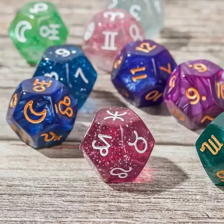 3pcs/ Set Resin Polyhedral Dice Multi-Color 16mm Fate Sign Number Constellation