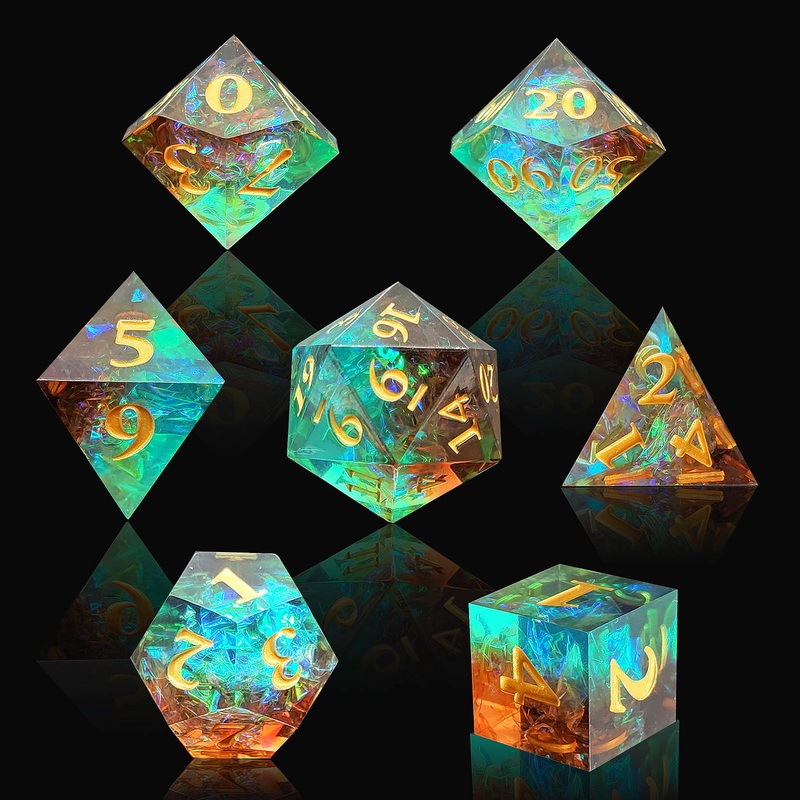 Customized Sharp Resin Dice Set Multi Color Dragon And Dungeon DND#RPG