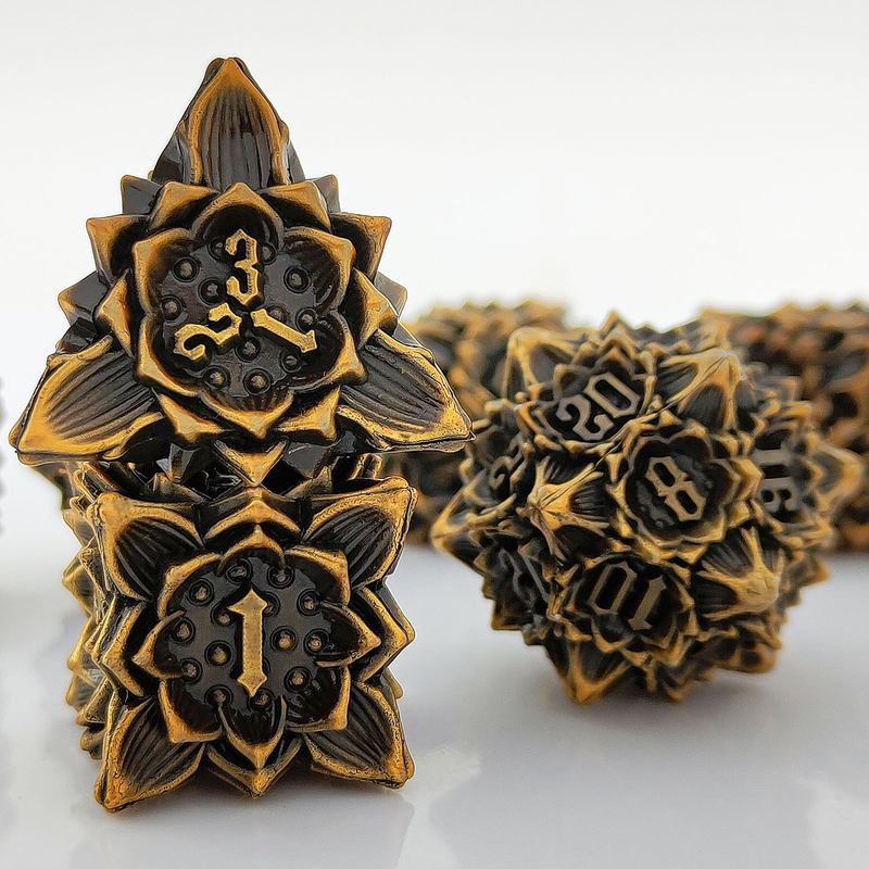 Lotus Metal Dice Set DND Dungeons And Dragons TRPG Polyhedral COC D6 Board Game
