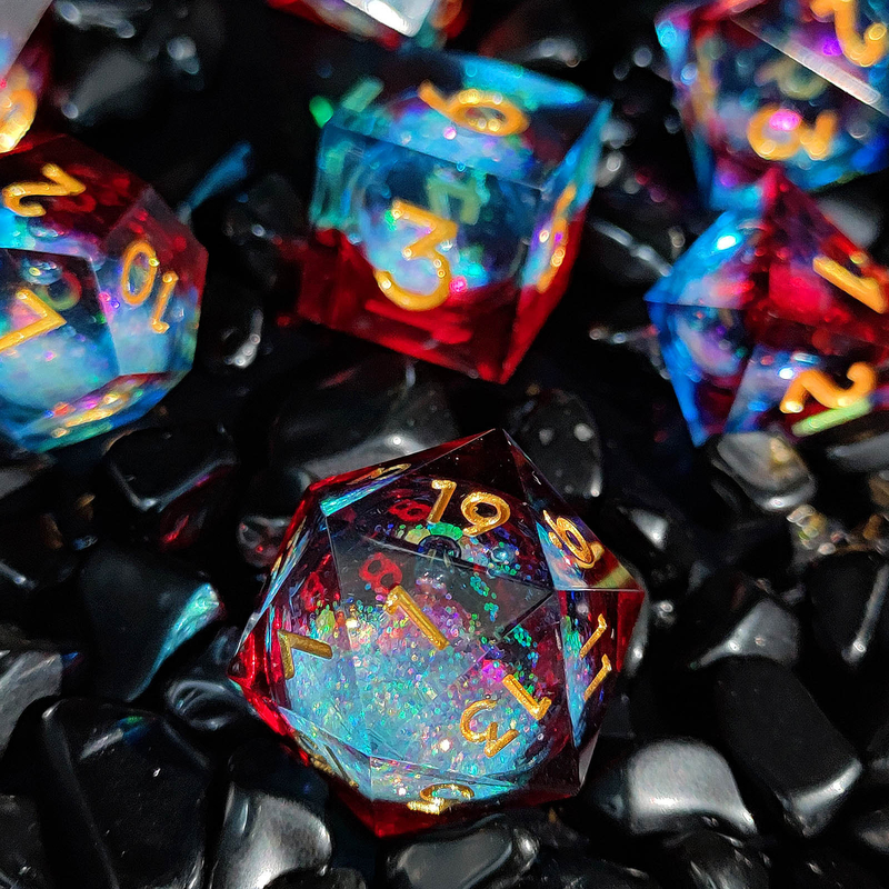 Flow Sand Multi Color Resin Dice Set DND Cruzu'S Call RPG#COC