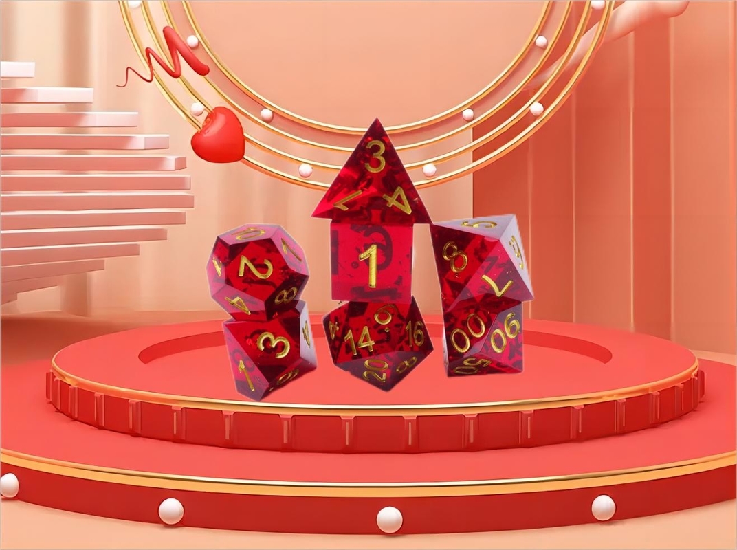Red pomegranate natural resin dice set desktop game preferred magic domain adventure dnd dice