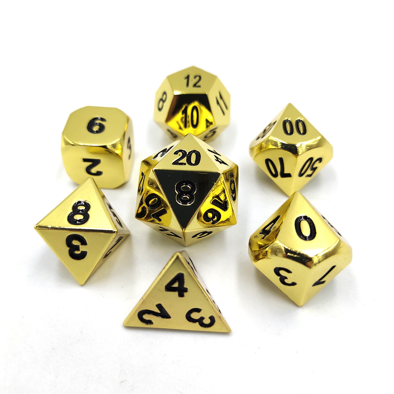 Champagne Gold Color Metal Polyhedral Dice Desktop Game Dice Set