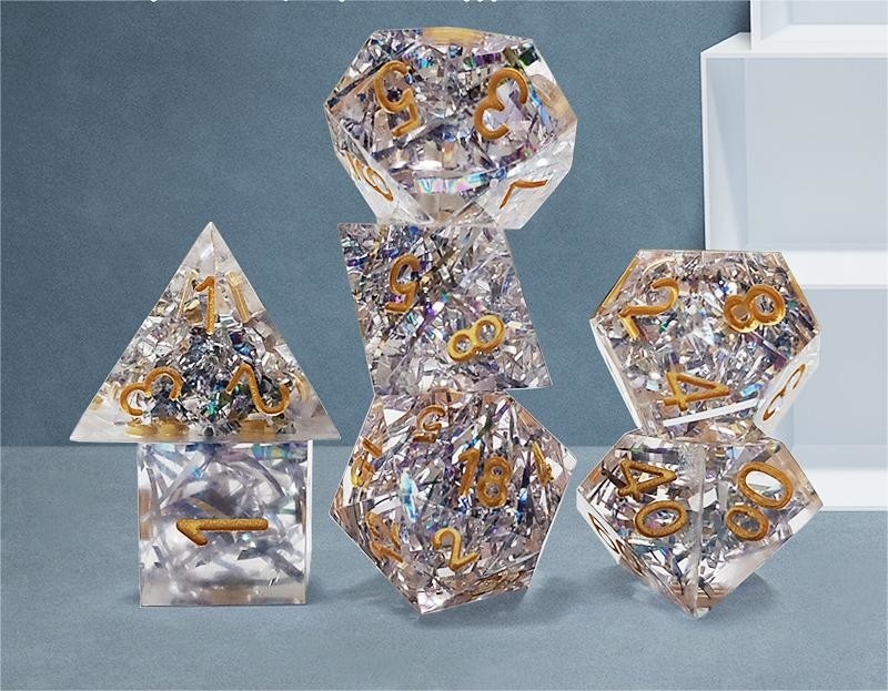 Transparent crystal color band Resin Boarding Dice Set  dnd dice