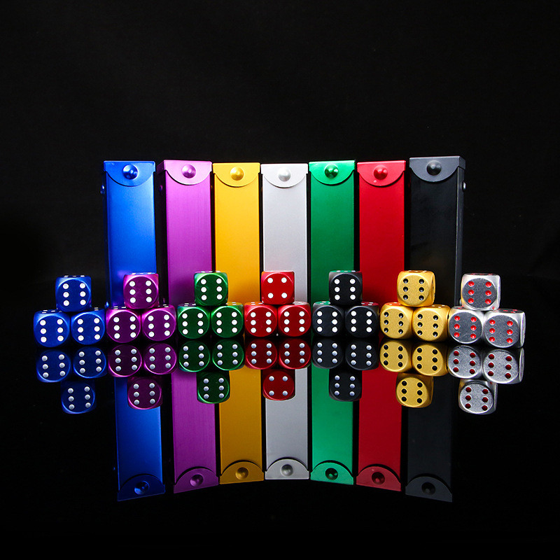 Aluminum alloy dice color portable aluminum rounded corner casino KTV gambling game customized carving dice set